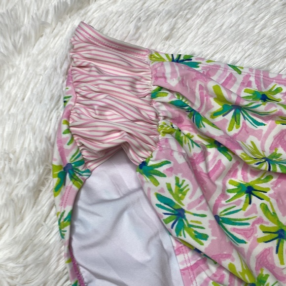 Crown & Ivy Pink Green Palm Tree High Waisted Bikini Swim Bottoms Size XL - Picture 3 of 9